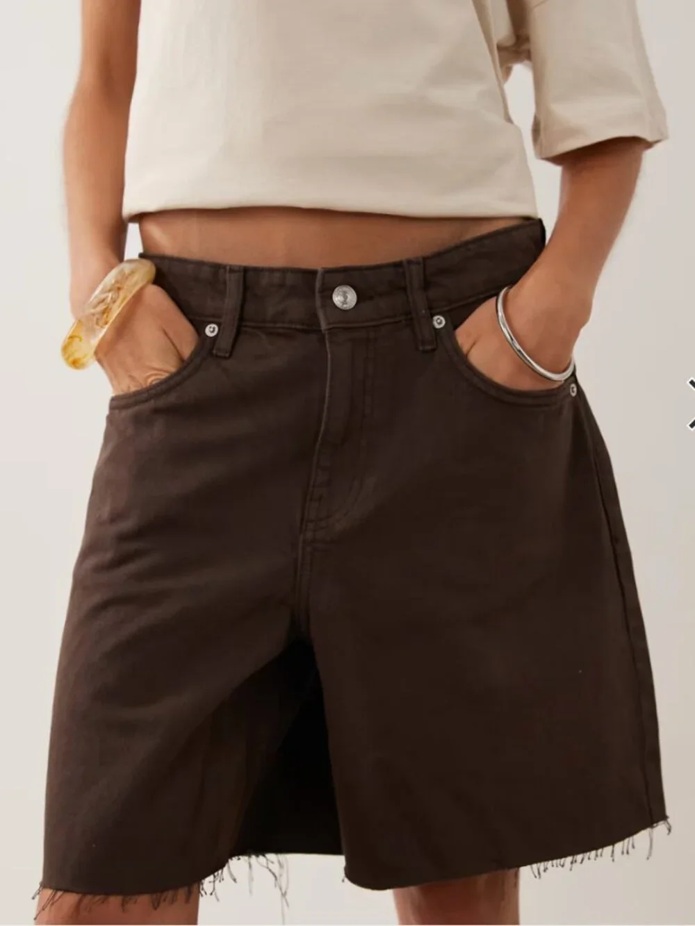 Mango 100% cotton denim shorts in chocolate brown size 8